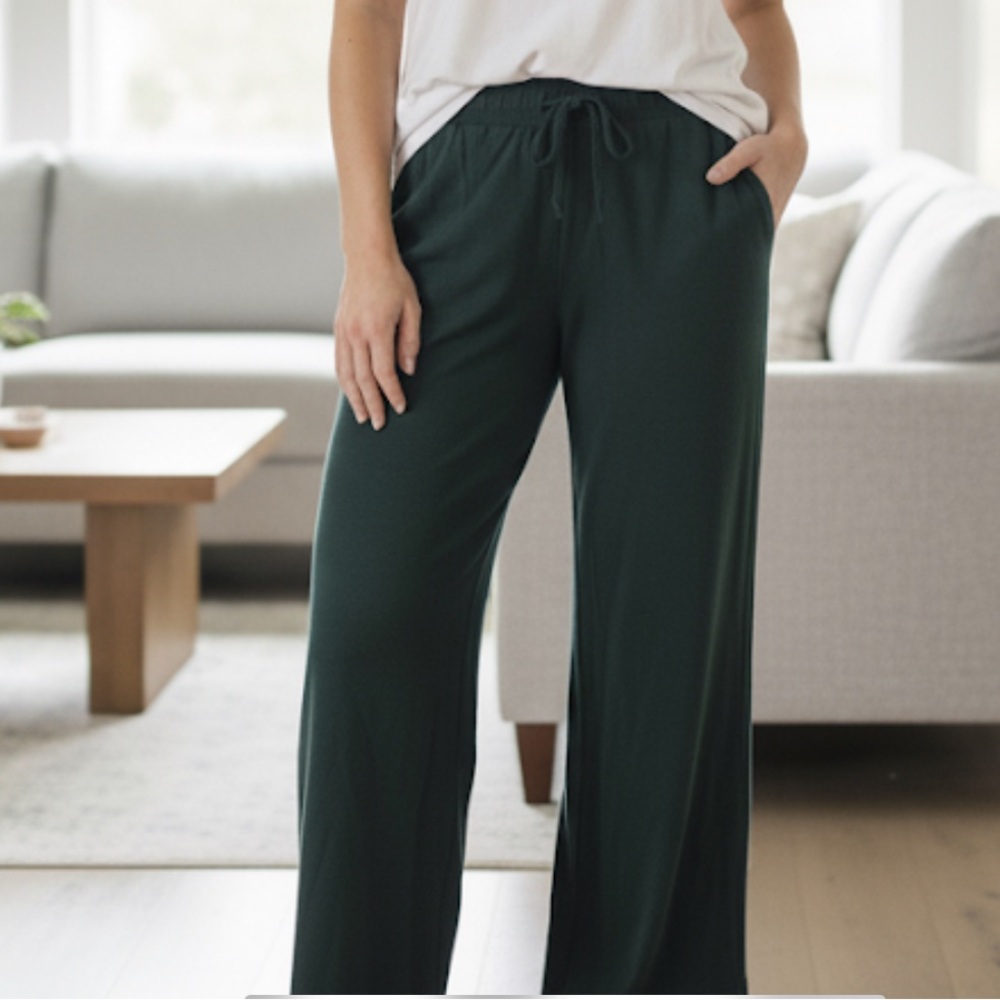 Lake Relax Dream Modal Wide Leg Lounge Pants Conifer Green Size 2XL